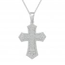 3.1Ct Round Cut D/VVS1 Jesus Cross Pendant Necklace White Gold Finsh W Chain
