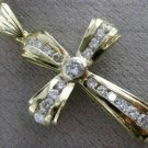 0.80Ctw Round Cut D/VVS1 Jesus Cross Pendant 14k Yellow Gold Over With Chain