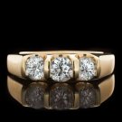 D/VVS1 1.00Ct Round Cut 3-Stone Wedding Band in 14k Yellow Gold Plated