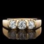 D/VVS1 1.00Ct Round Cut 3-Stone Wedding Band in 14k Yellow Gold Plated