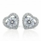 2.00Ct Round Cut D/VVS1 Valentine Heart Earrings 14K White Gold Finish