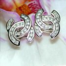 14k White Gold Plated 0.72Ctw Round Cut D/VVS Cross Design Stud Earrings