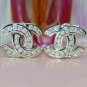 14k White Gold Plated 0.72Ctw Round Cut D/VVS Cross Design Stud Earrings