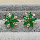2.50Ct Marquise Cut Emerald Flower Shape Stud 14K Yellow Gold Finish