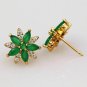 2.50Ct Marquise Cut Emerald Flower Shape Stud 14K Yellow Gold Finish