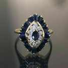 D/VVS1 0.85Ctw Round Cut Sapphire Wedding Ring 14K Yellow Gold Plated