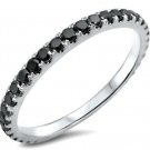 0.43Ct Round Cut Black Wedding Anniversary Band Ring 14K White Gold Over
