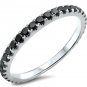 0.43Ct Round Cut Black Wedding Anniversary Band Ring 14K White Gold Over
