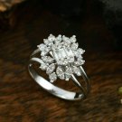 1.85Ctw D/VVS1 Baguette Round Cut Diamond Ring 10K White Gold Finish