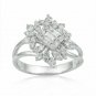 1.85Ctw D/VVS1 Baguette Round Cut Diamond Ring 10K White Gold Finish