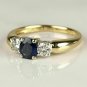 1.10Ct Round Cut D/VV1 Blue Sapphire 3-Stone Ring 14K Yellow Gold Over