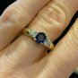 1.10Ct Round Cut D/VV1 Blue Sapphire 3-Stone Ring 14K Yellow Gold Over