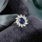 1.00Ct Marquise Cut D/VVS1 Oval Blue Sapphire Halo Ring 14k White Gold Over