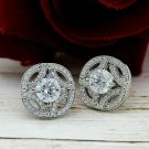 Solitaire 1.80Ct Round Cut D/VVS1 Cluster Stud 14K White Gold Finish