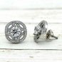 Solitaire 1.80Ct Round Cut D/VVS1 Cluster Stud 14K White Gold Finish