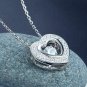 Valentine 1.00Ct Round Cut D/VVS1 Halo Heart Pendant 14K White Gold Finish