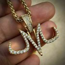 D/VVS1 1.00Ctw Round Cut Men's M Pendant 14k Yellow Gold Finish