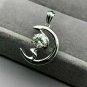 14k White Gold Plated 2.00Ct Round Cut D/VVS1 Half Moon Pendent W Chain