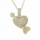 14k Yellow Gold Finish 3.15Carat Round Cut Diamond Love Arrow Heart Pendant