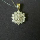 0.80Ct Round Cut Diamond Cluster Pendant 14k Yellow Gold Over W Chain
