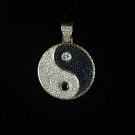 1.50Ct Round White & Black Diamond Designer Pendant 14k White Gold Finish