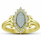 2.00Ct Round Cut Diamond Cluster Engagement Ring 14k Yellow Gold Over