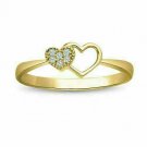 0.33Ct Round Diamond 14k Yellow Gold Over Twin Heart Wedding Proposal Ring