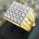 2.15Ct Round Cut Diamond 14K Yellow Gold Over Cluster Engagement  Men's Ring