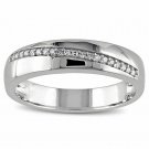 14K White Gold Over With 0.40Ct Round Diamond Engagement Men's Band Ring