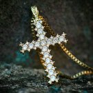 1.45 Ct Round Cut Diamond Cross Pendant 14K Yellow Gold Finish With Chain
