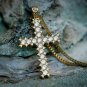 1.45 Ct Round Cut Diamond Cross Pendant 14K Yellow Gold Finish With Chain