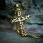 1.45 Ct Round Cut Diamond Cross Pendant 14K Yellow Gold Finish With Chain