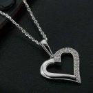 Heart Shape Pendant 0.28Ct Round Cut Diamond 14k White Gold Finish w chain