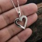 Heart Shape Pendant 0.28Ct Round Cut Diamond 14k White Gold Finish w chain