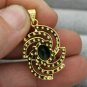 1.00Ctw Round Diamond Green Stone Pendant 14k Yellow Gold Finish