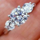 D/VVS1 2.75Ct Round Cut Diamond 3-Stone Ring 14k White Gold Finish