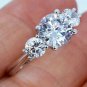 D/VVS1 2.75Ct Round Cut Diamond 3-Stone Ring 14k White Gold Finish