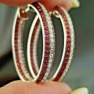 D/VVS1 1.00Ct Round Cut  Diamond Huggie Earrings 14K White Gold Finish