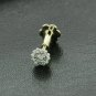 0.20ct Round Cut Diamond Nose Piercing Pin Stud Screw Yellow Gold Finish