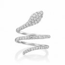 1.33Ct Round Cut D/VVS1 Diamond Snake Shape Ring 14K White Gold Over