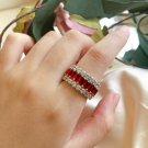 2.15Ct Round Brilliant Cut Red Garnet Wedding Band 14K White Gold Over