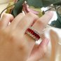 2.15Ct Round Brilliant Cut Red Garnet Wedding Band 14K White Gold Over