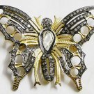 2.15Ct. Rose Cut Diamond Sterling Silver Butterfly Brooch/Pendants