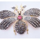 Pave Vintage Inspir. 4.30Ct. Rose Cut Diamond Silver Brooch Cum Pendant