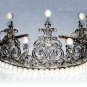 Exclusive Vintage Repro. 12.75Ct Rose Cut Diamond Silver Pearl Tiara