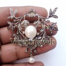 Edwardian Victorian Inspire 1.50Ctw. Rose Cut Diamond Silver Pendant/Brooch