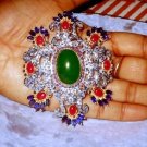 Colorful Vintage Style 3.10Ctw Rose Cut Diamond Silver Brooch cum Pendant