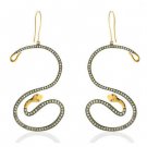 Snake Designe Victorian Repro. 1.58Ctw Rose Cut Diamond Silver Ruby Earrings