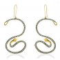 Snake Designe Victorian Repro. 1.58Ctw Rose Cut Diamond Silver Ruby Earrings