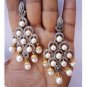 3.50Ct. Rose Cut Diamond Pearl Silver Awesome Victorian Inspired Earrings